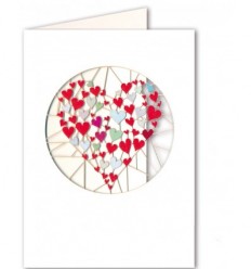 Laser Cut card with red hearts