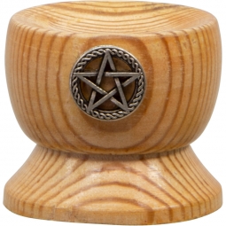 Wood Sphere Stand w/Pentacle - Cauldron