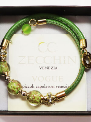 3 Bead- Murano Glass Bracelet- Green