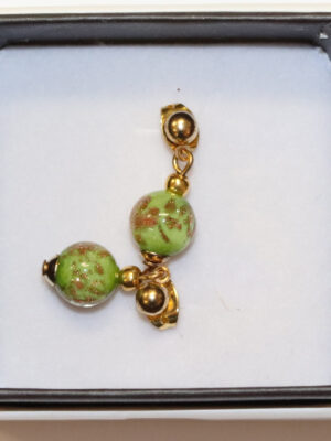 Murano Glass Bead Earrings- Green