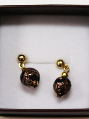 Murano Glass Bead Earrings- Black
