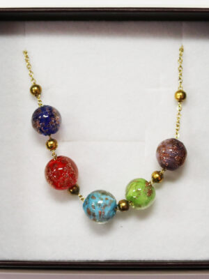 5- Bead Murano Glass Necklace- Multicolor