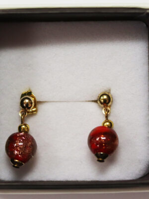 Murano Glass bead Earrings- Red
