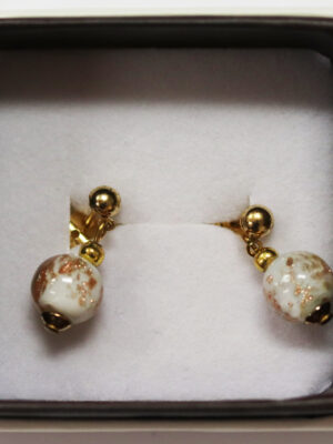 Murano Glass Bead Earring- White