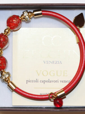 3-Bead Murano glass bead Bracelet- Red