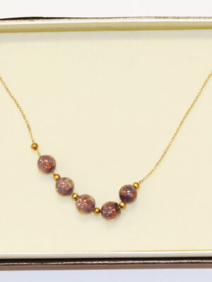 5 Bead- Murano Glass Bead Necklace- Lilac